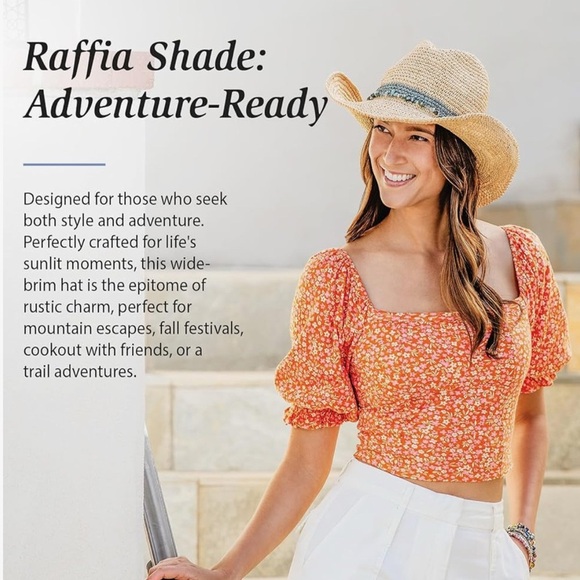 Wallaroo Hat Company Women Tahiti Cowboy Sun Hat Raffia,Modern Cowboy,Australia - Picture 6 of 10